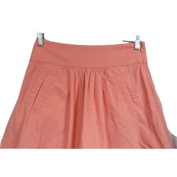 J Crew Peach Flutter Pocket Skirt Cotton Poplin 0 23903 - Picture 2 of 4